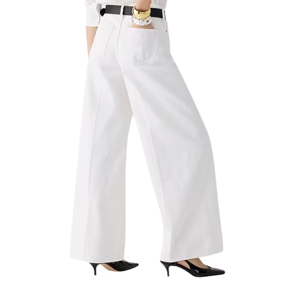 J Crew High Rise Super Wide Leg Jean in White Denim Womens Size 31 NEW - Picture 3 of 12
